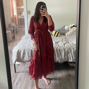 INA red midi dress